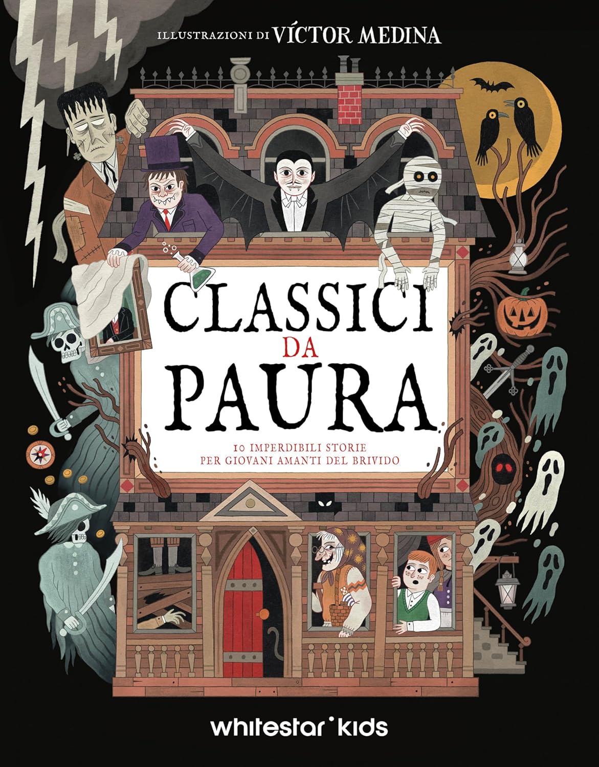 Nell'immagine la copertina del libro scelto per la scuola: Classici da paura. 10 imperdibili storie per giovani amanti del brivido di Lia Visirin. Editore White Star